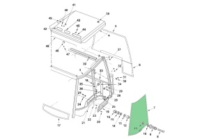 Стекло боковое закругленное левое TEREX (820/860/940) 6099910M1