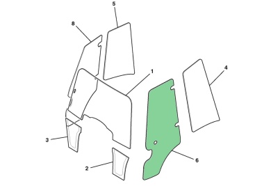 Стекло двери левое JCB 3CX/4CX (Р21)