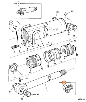 Ремкомплект гидроцилиндра JCB (OEM) 991/00158P
